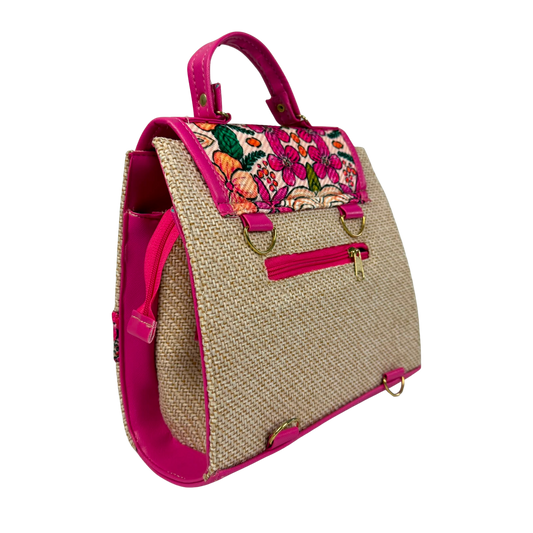 Bolsa Mochila Artesanal 3 en 1 para Mujer - Bolso de Mano, Crossbody y Mochila con Bordado Floral