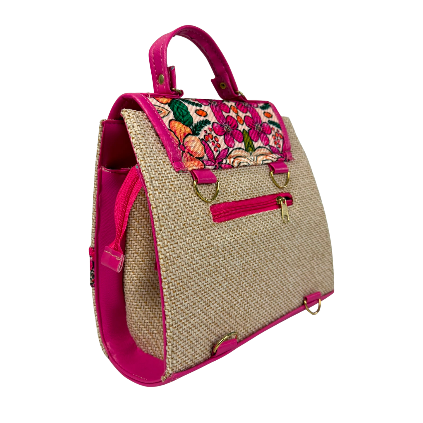 Bolsa Mochila Artesanal 3 en 1 para Mujer - Bolso de Mano, Crossbody y Mochila con Bordado Floral