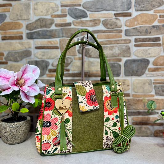 Bolsa Artesanal Floral con Estampado Mexicano