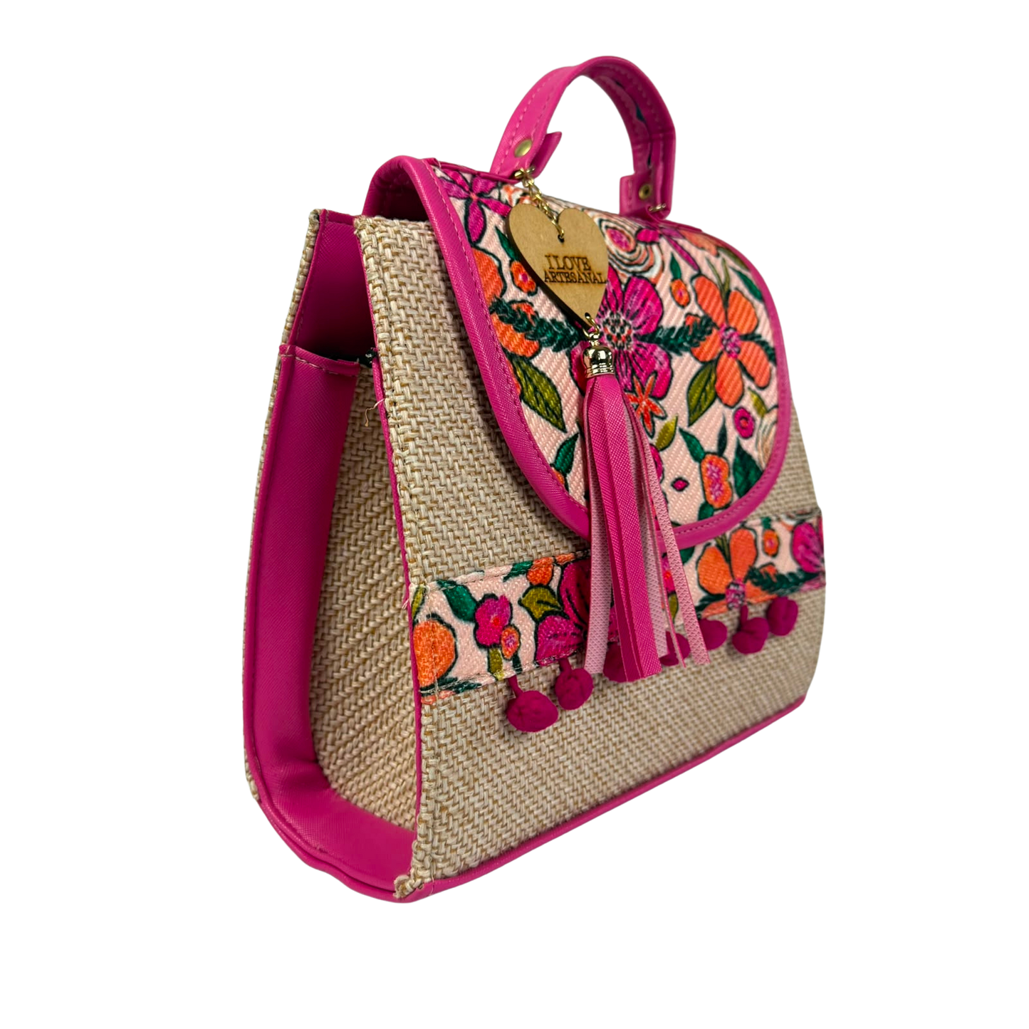 Bolsa Mochila Artesanal 3 en 1 para Mujer - Bolso de Mano, Crossbody y Mochila con Bordado Floral