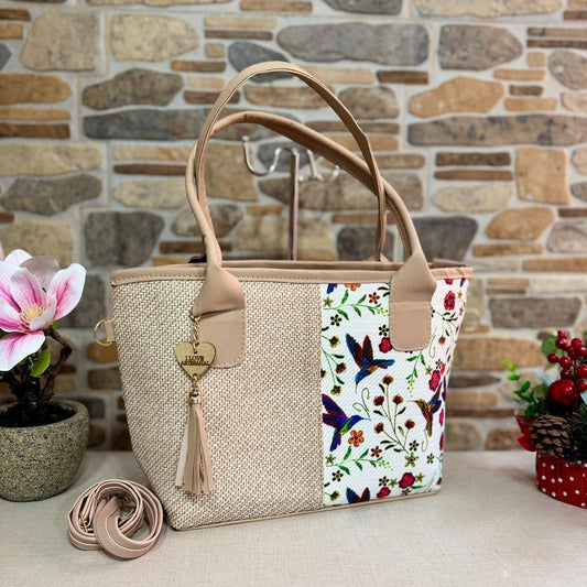 Bolso Tote Artesanal "Vibras de México" – Combinación Textil y Bordado Floral