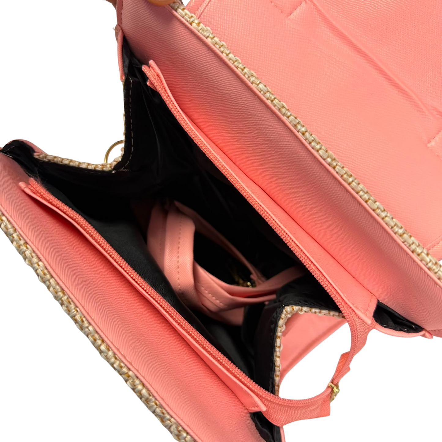 Bolsa Artesanal Convertible 3 en 1 Floral Rosa | Mochila, Crossbody y Bolsa de Mano para Mujer