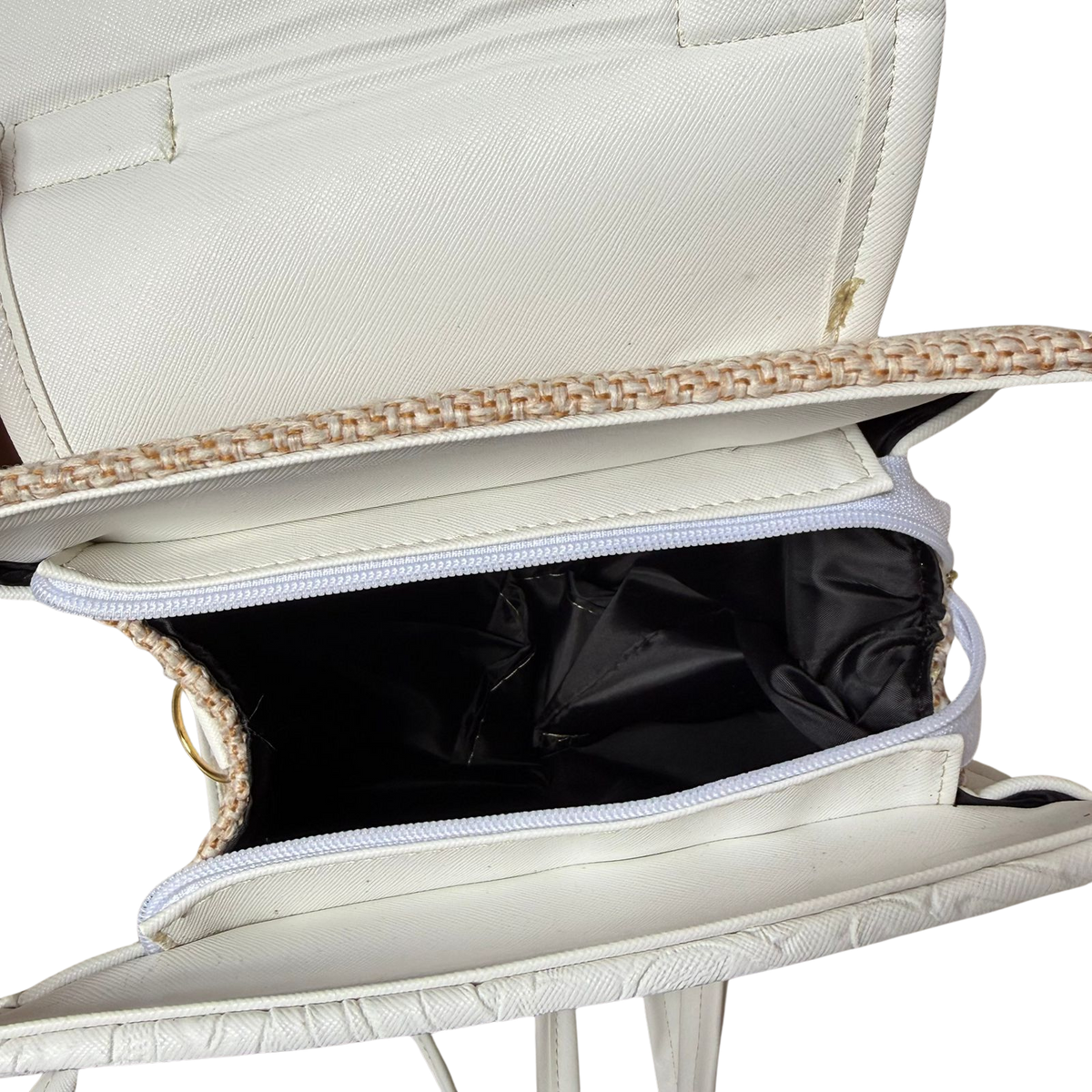 Bolsa Artesanal Blanca Bordado Floral Multicolor | Bolso 3 en 1 Mochila y Crossbody